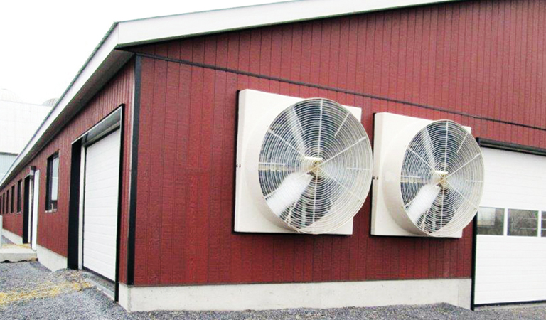 Sidewall Exhaust Fans on the Side of a Barn
